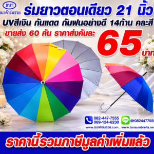 ร่มยาวตอนเดียว 14 ก้าน รุ่นสายรุ้ง